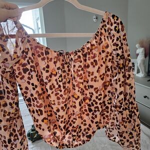 Guess Pink Leopard Print Blouse